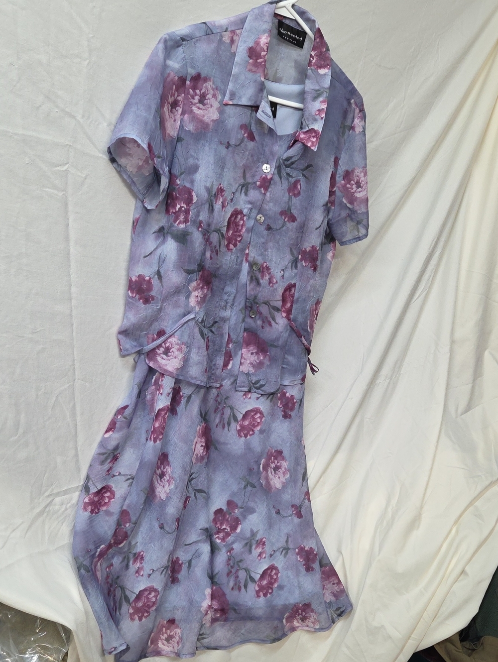 Vintage 90's Connected apparel, floral maxi sz 16 crinkle feminine Fairy Garden